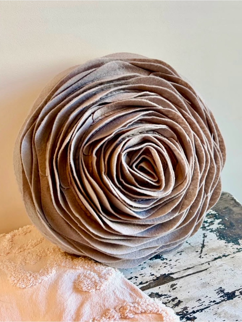 Elegant Rose Pillow - Taupe Decorative Throw
